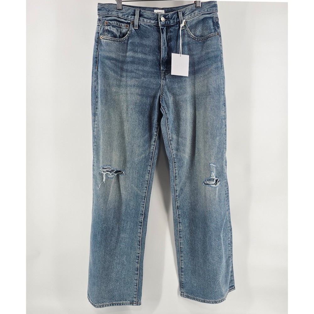 Pistola Hendrix Baggy Jeans Women 32 Blue High Rise Distressed Ripped 90s NWT